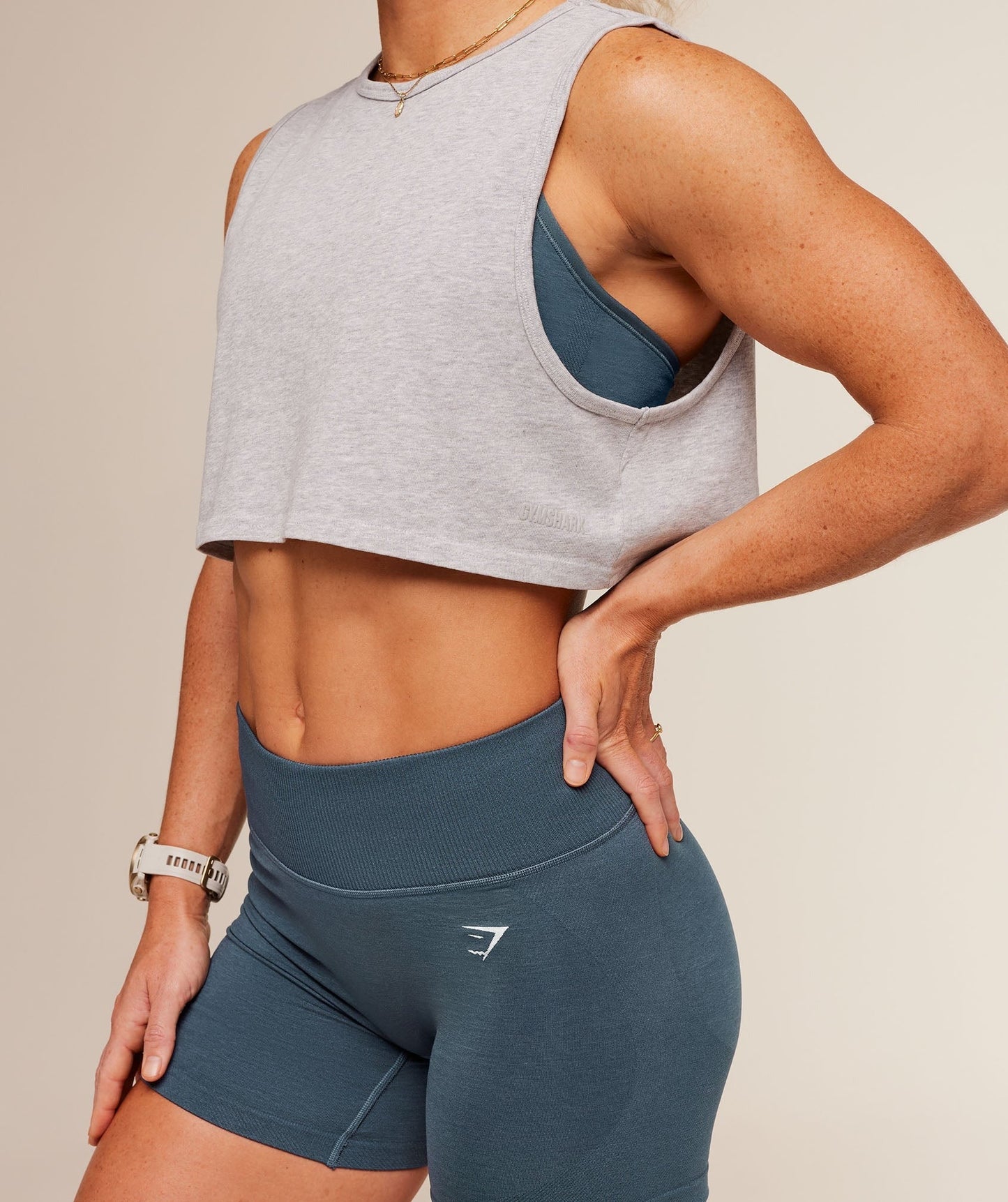 Gymshark To From Cut Off Tee - Bros Soft Grey Marl