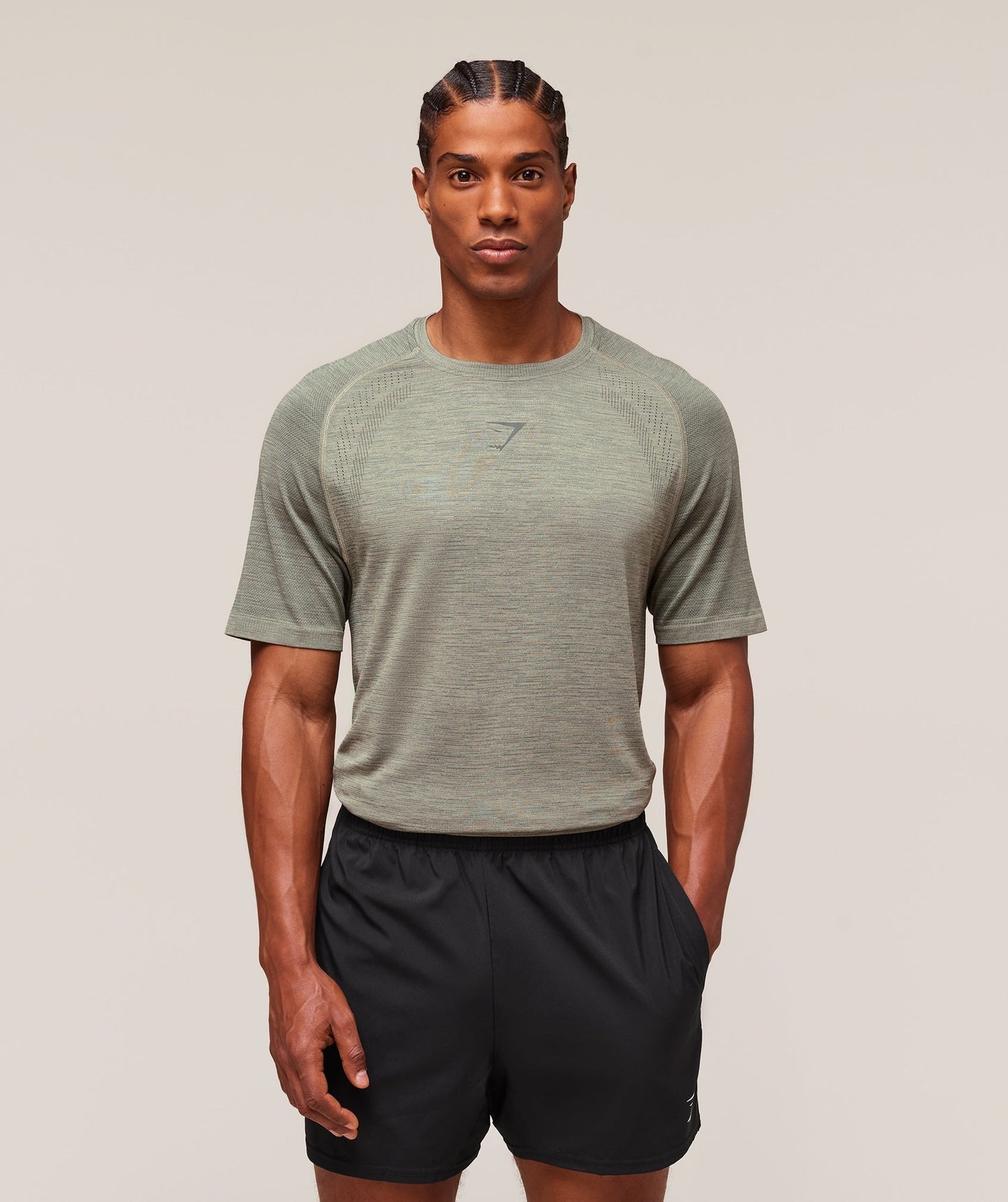 Gymshark Versatile Seamless T-Shirt - Chalk Green/Slate Teal