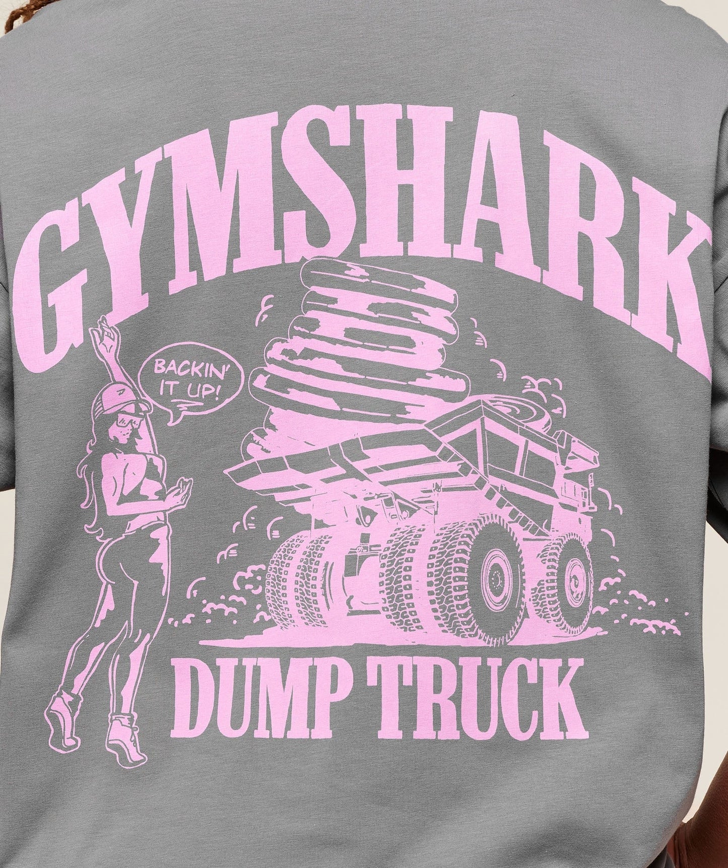 Gymshark Dump Truck Graphic Oversized T-Shirt - Ash Grey