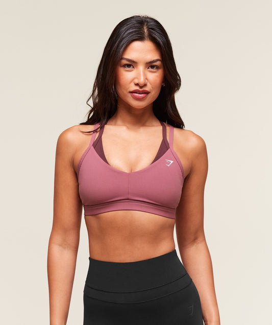 Gymshark Double Up Sports Bra - Reset Pink/Rich Maroon
