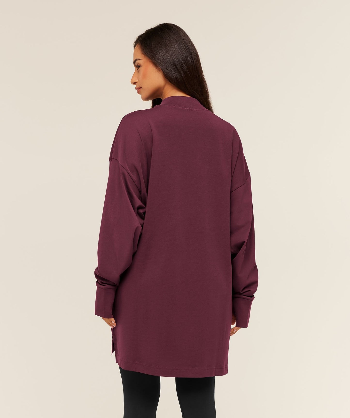 Gymshark Covered Longline Cotton Long Sleeve Top - GS Impact Burgundy