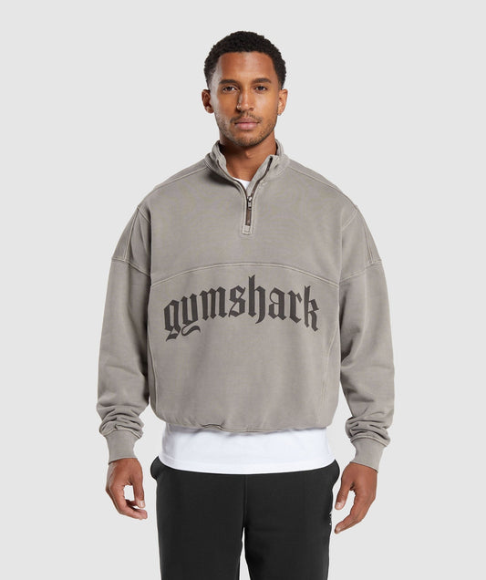 Gymshark Heavyweight 1/4 Zip - Camo Brown