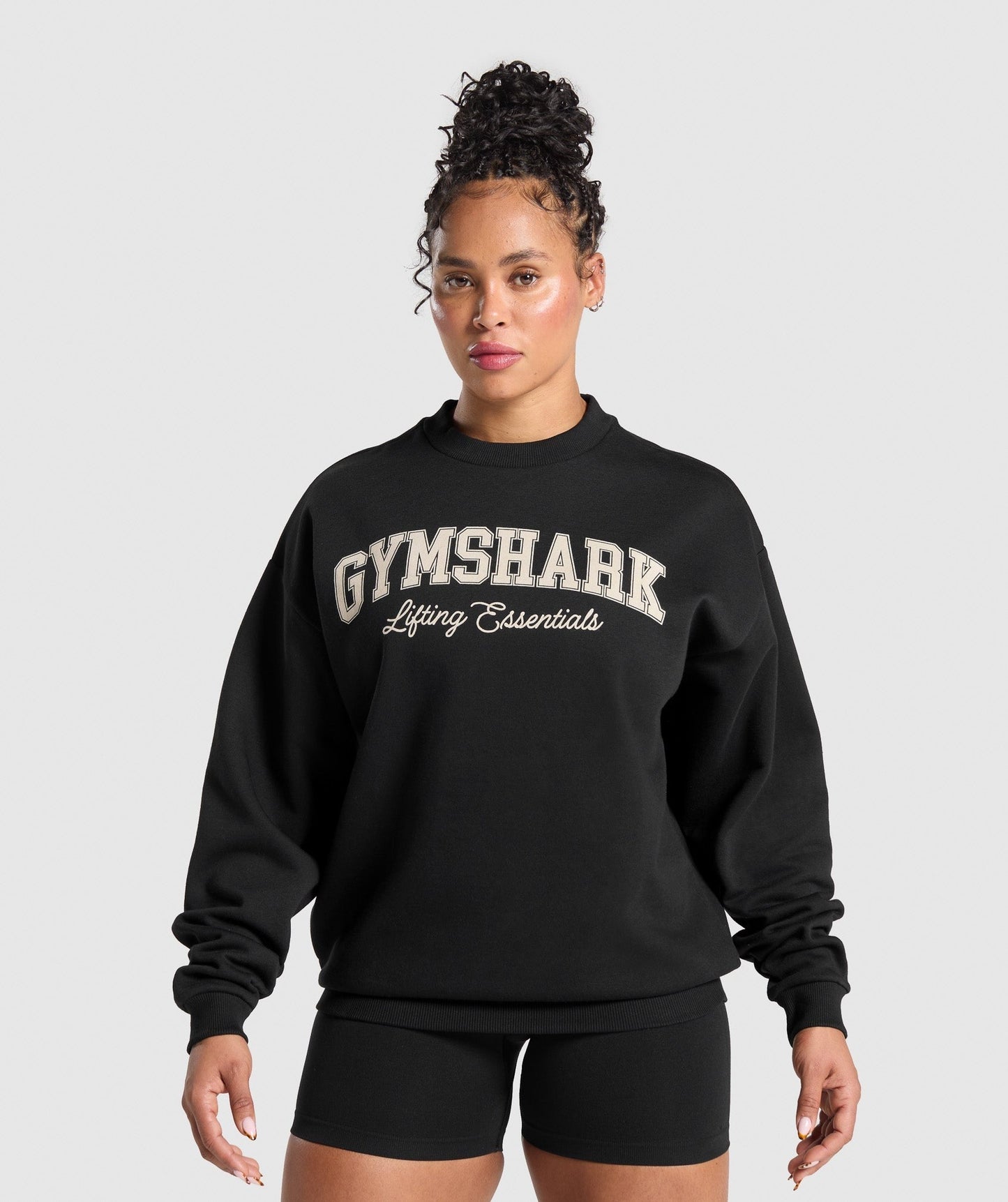 Gymshark Lifting Essentials Graphic Brushed Oversized Sweatshirt - Black