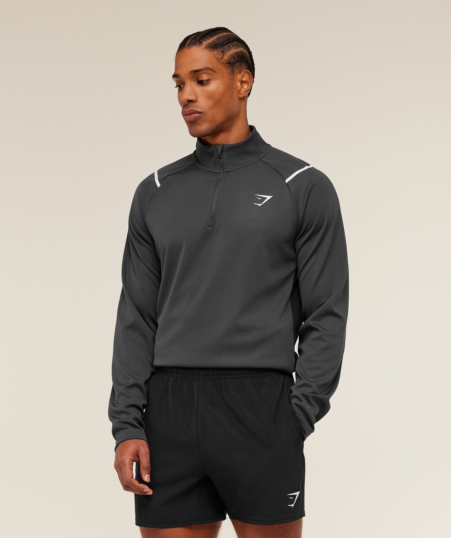 Gymshark Arrival Contrast 1/4 Zip - Grey/Black