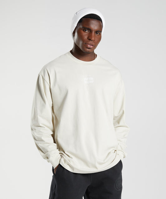 Gymshark GS10 Year Oversized Long Sleeve T-Shirt - Chalky Grey