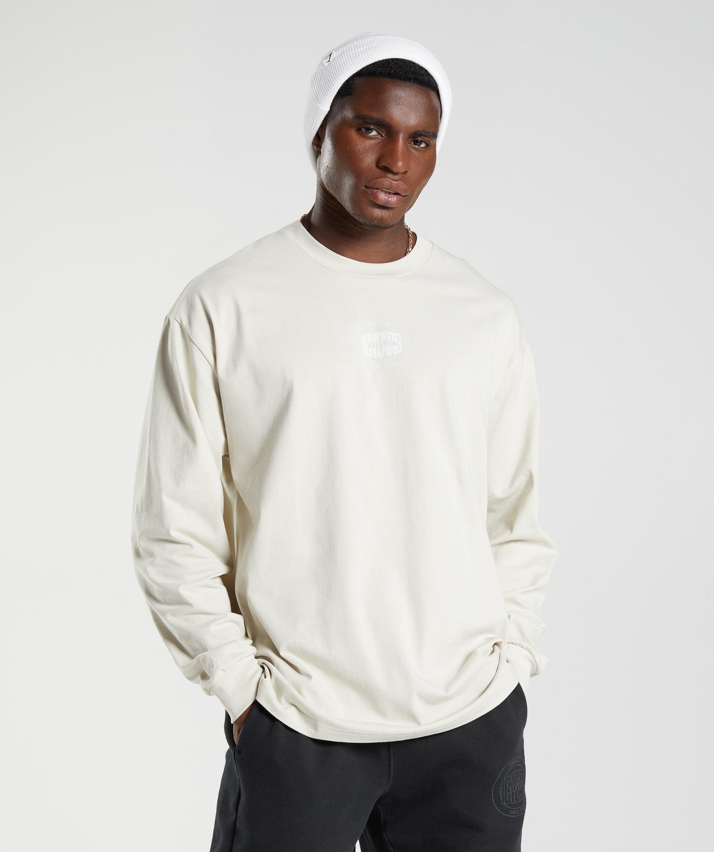 Gymshark GS10 Year Oversized Long Sleeve T-Shirt - Chalky Grey