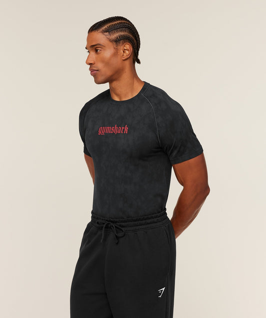 Gymshark Grunge Seamless T-Shirt - Black/Grey