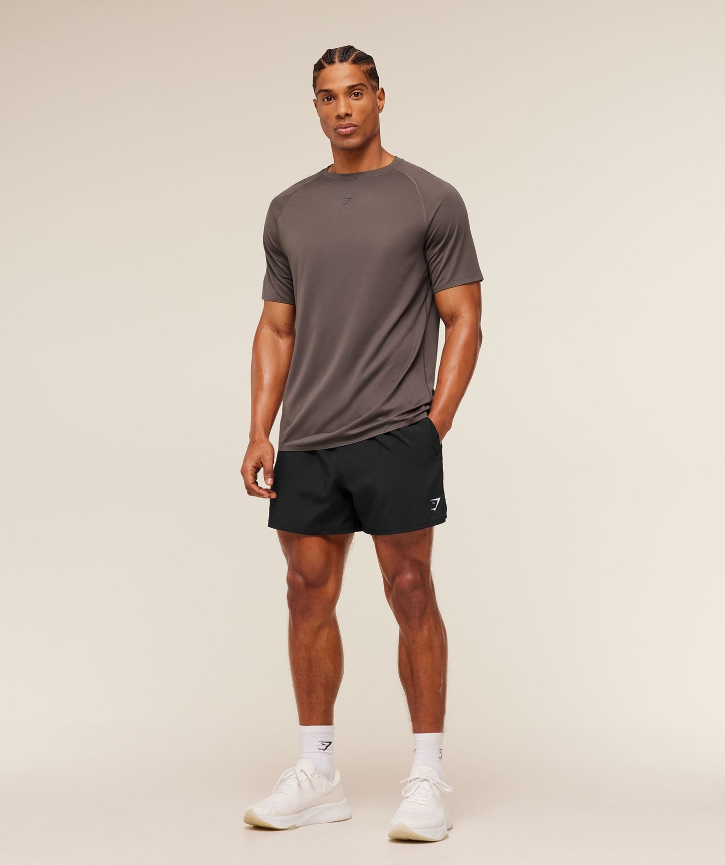 Gymshark Hybrid Engineered Jacquard T-Shirt - Cool Brown