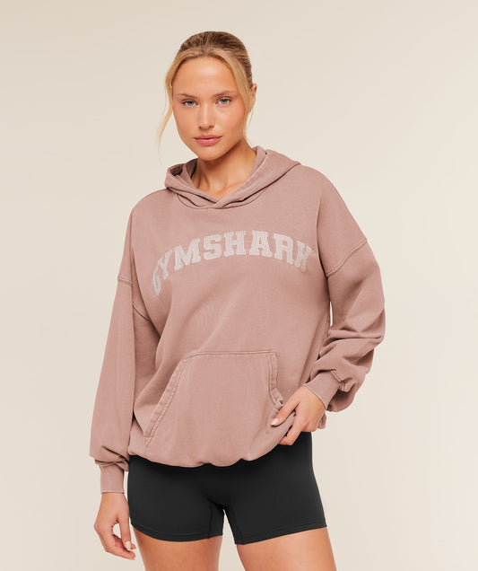 Gymshark Chainstitch Graphic Hoodie - Chestnut Pink/Wash
