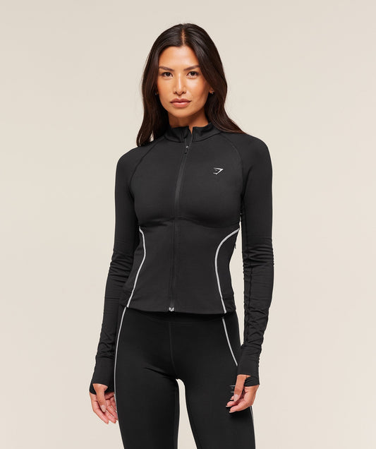 Gymshark Running Warmth Zip Up Jacket - Black