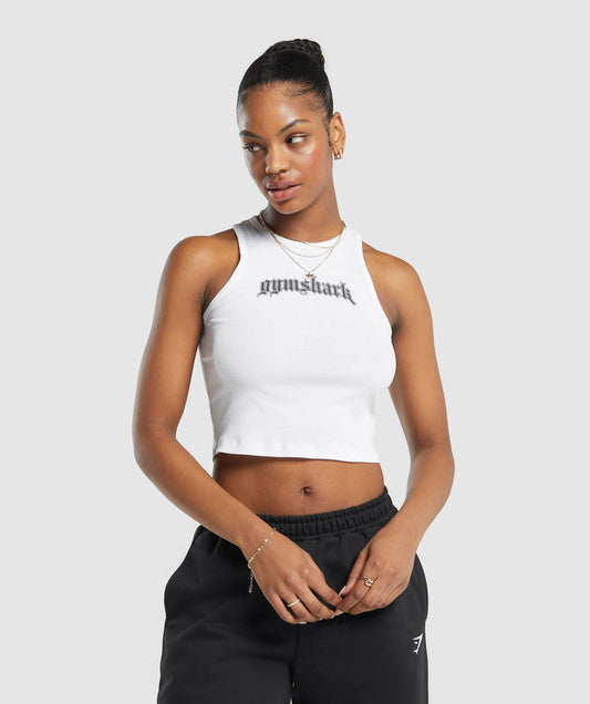 Gymshark Heavy Flex Graphic Midi Tank - White