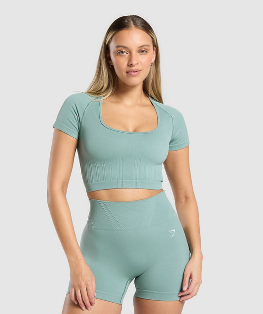 Gymshark Corset Seamless Crop Top - Celeste Blue