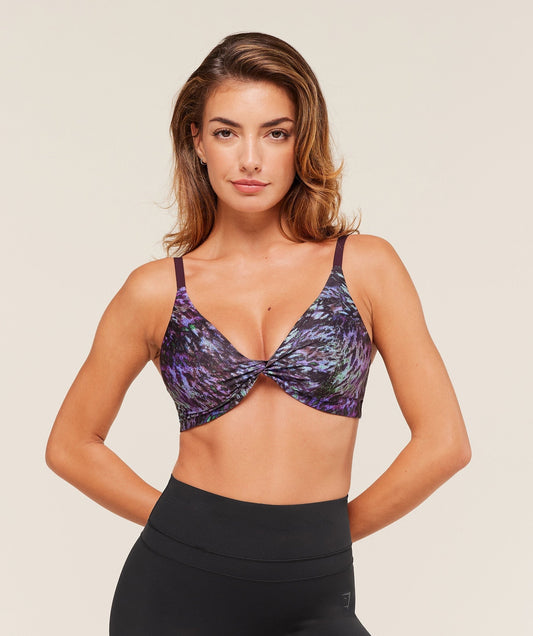 Gymshark Printed Twist Front Bralette - Morning Blue