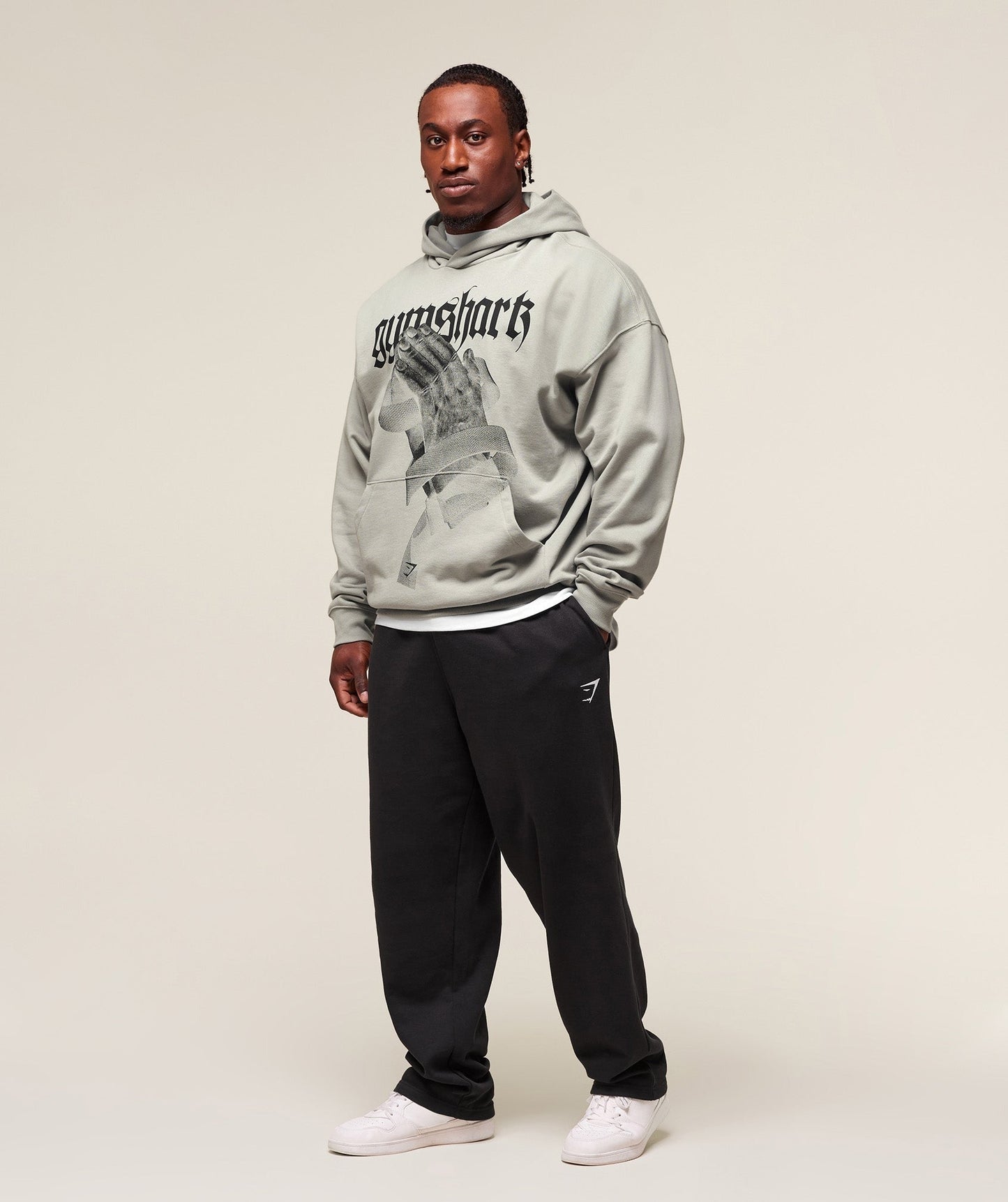Gymshark Prayer Hands Hoodie - Stone Grey