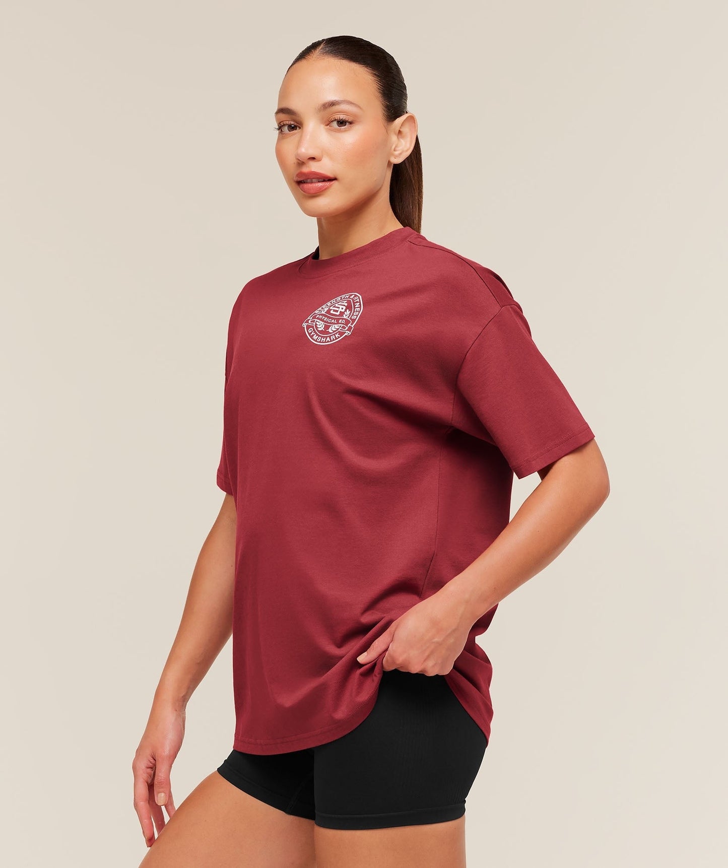 Gymshark Strength and Fitness Crest Graphic T-Shirt - Athletic Burgundy
