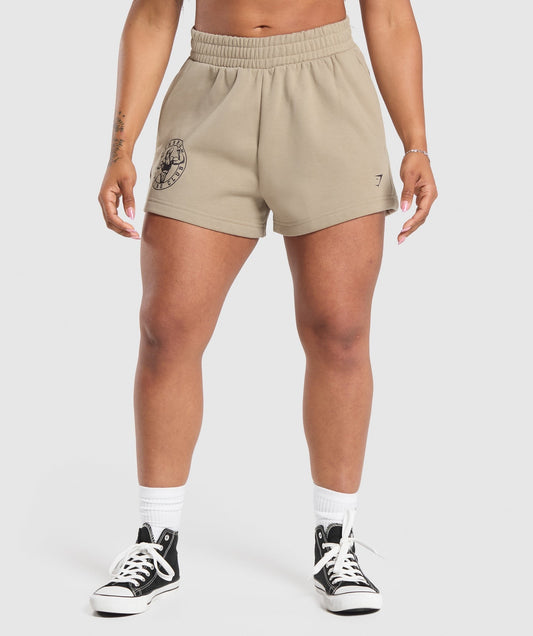 Gymshark Strong Girl Lifting Club Graphic Shorts - Sand Brown