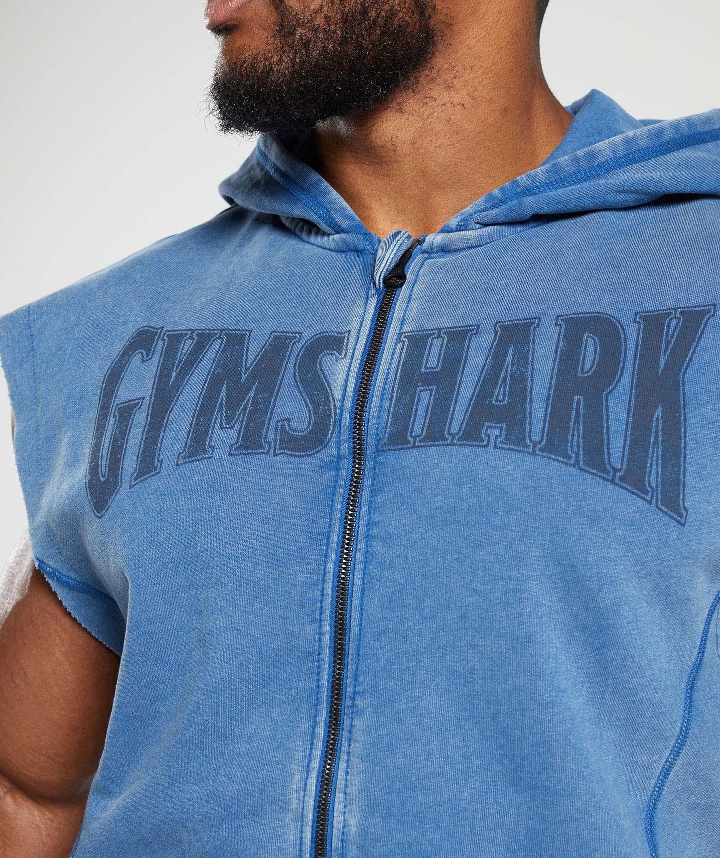 Gymshark Heritage Washed Sleeveless Zip Hoodie - Vintage Blue