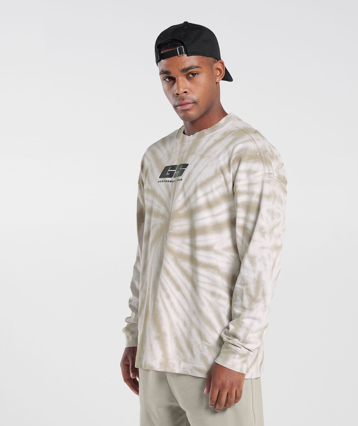 Gymshark Rest Day Long Sleeve T-Shirt - White/Mushroom Brown/Spiral Optic Wash