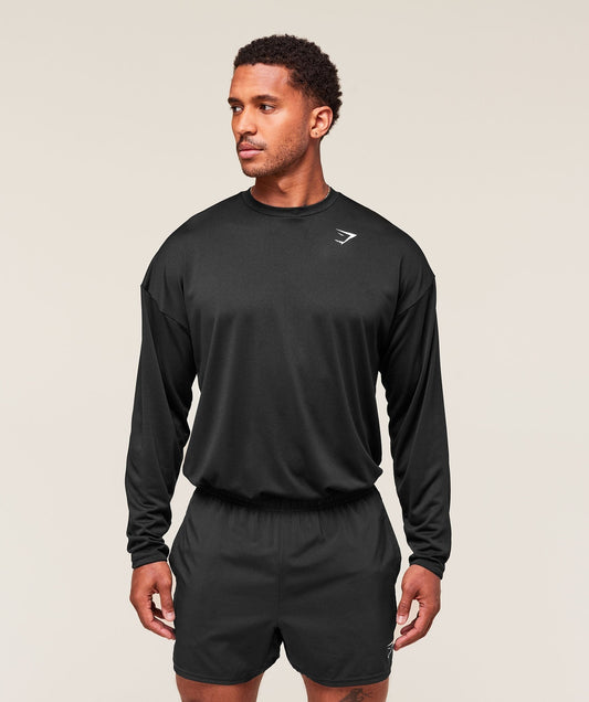 Gymshark Arrival Oversized Long Sleeve T-Shirt - Black