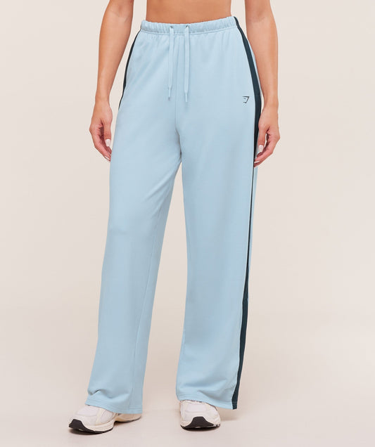 Gymshark Retro Stripe Snap Pants - Smoke Blue/Deep Petrol Blue