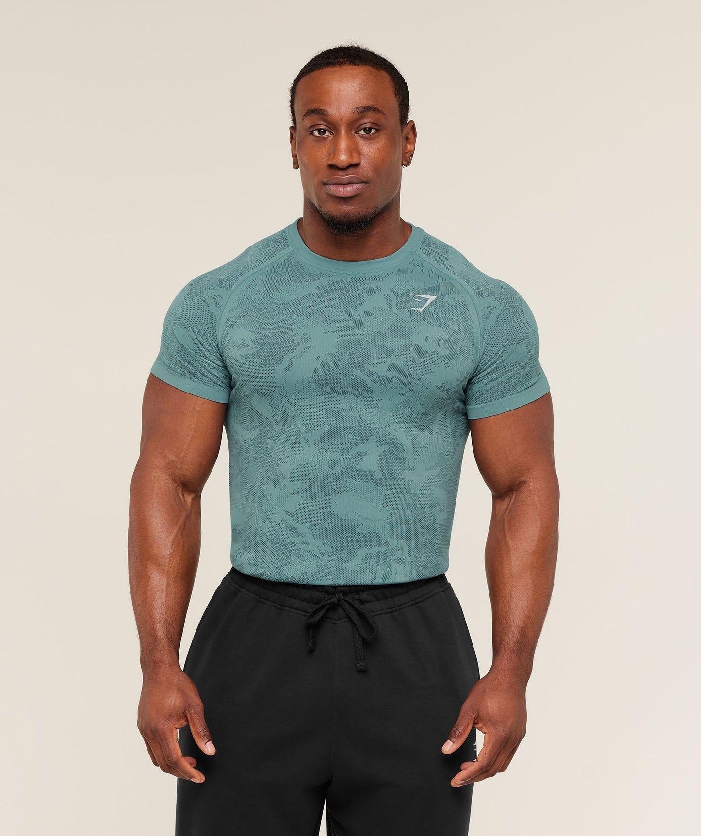 Gymshark Geo Seamless T-Shirt - Storm Blue / Stealth Blue
