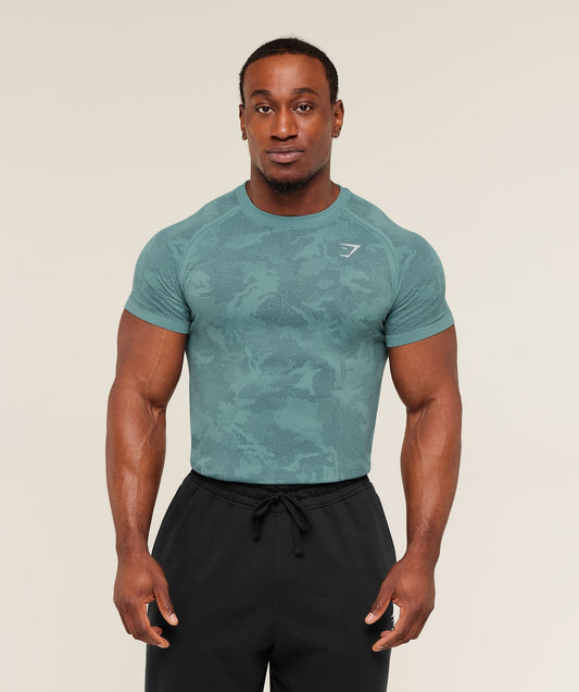 Gymshark Geo Seamless T-Shirt - Storm Blue / Stealth Blue