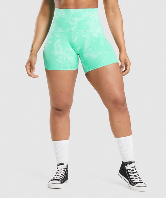 Gymshark GS Power High Rise Shorts - Bright Turquoise Print