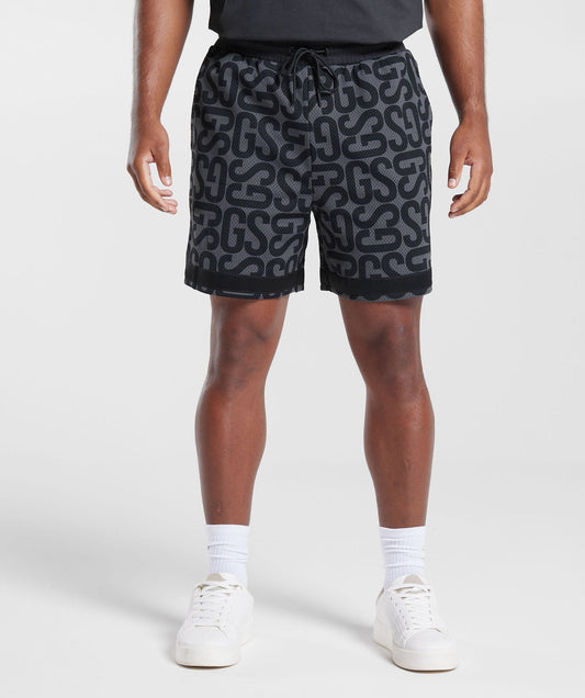 Gymshark Monogram Mesh Shorts - Black/Onyx Grey