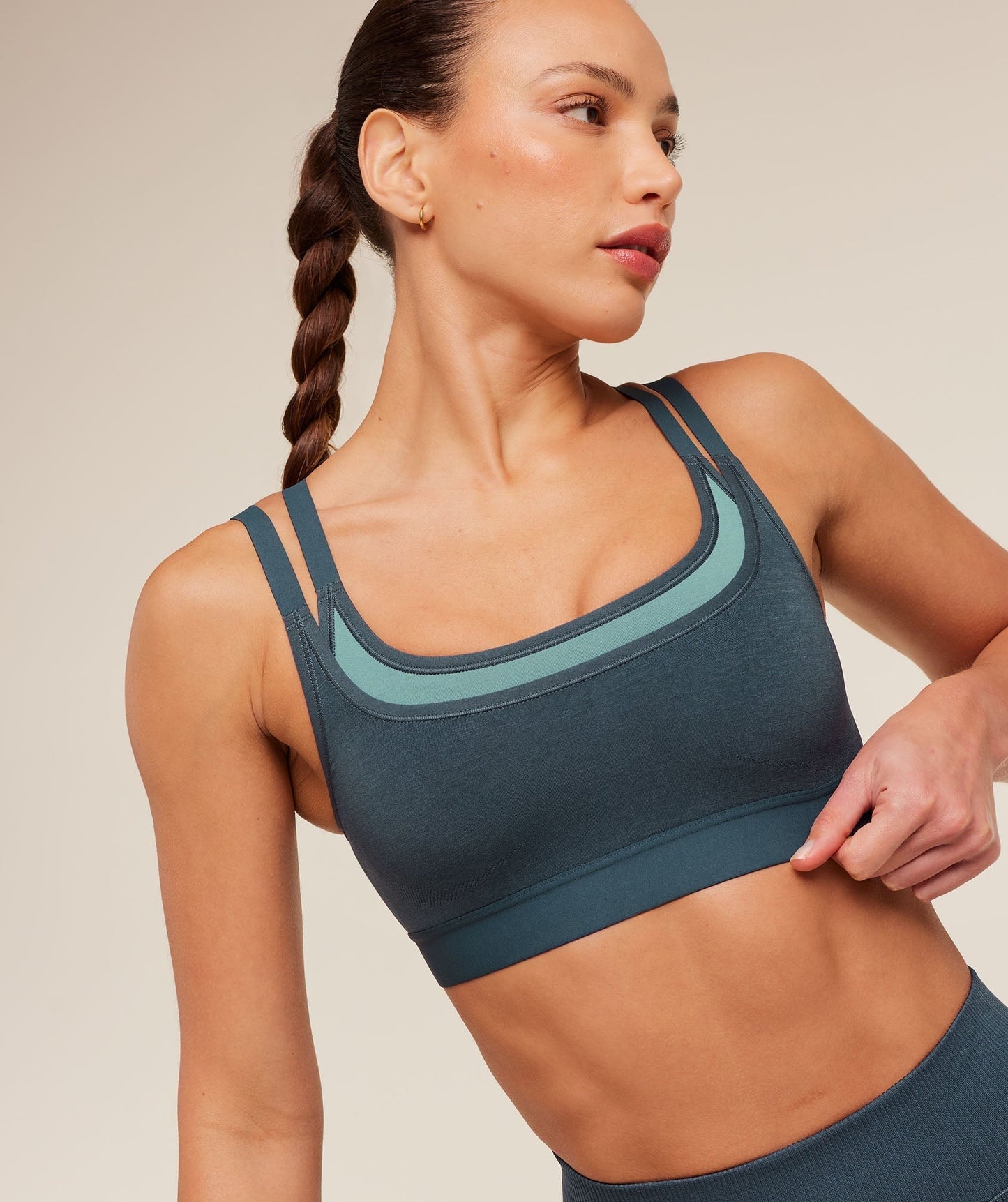 Gymshark Interval Seamless Medium Support Sports Bra - Stealth Blue/Storm Blue