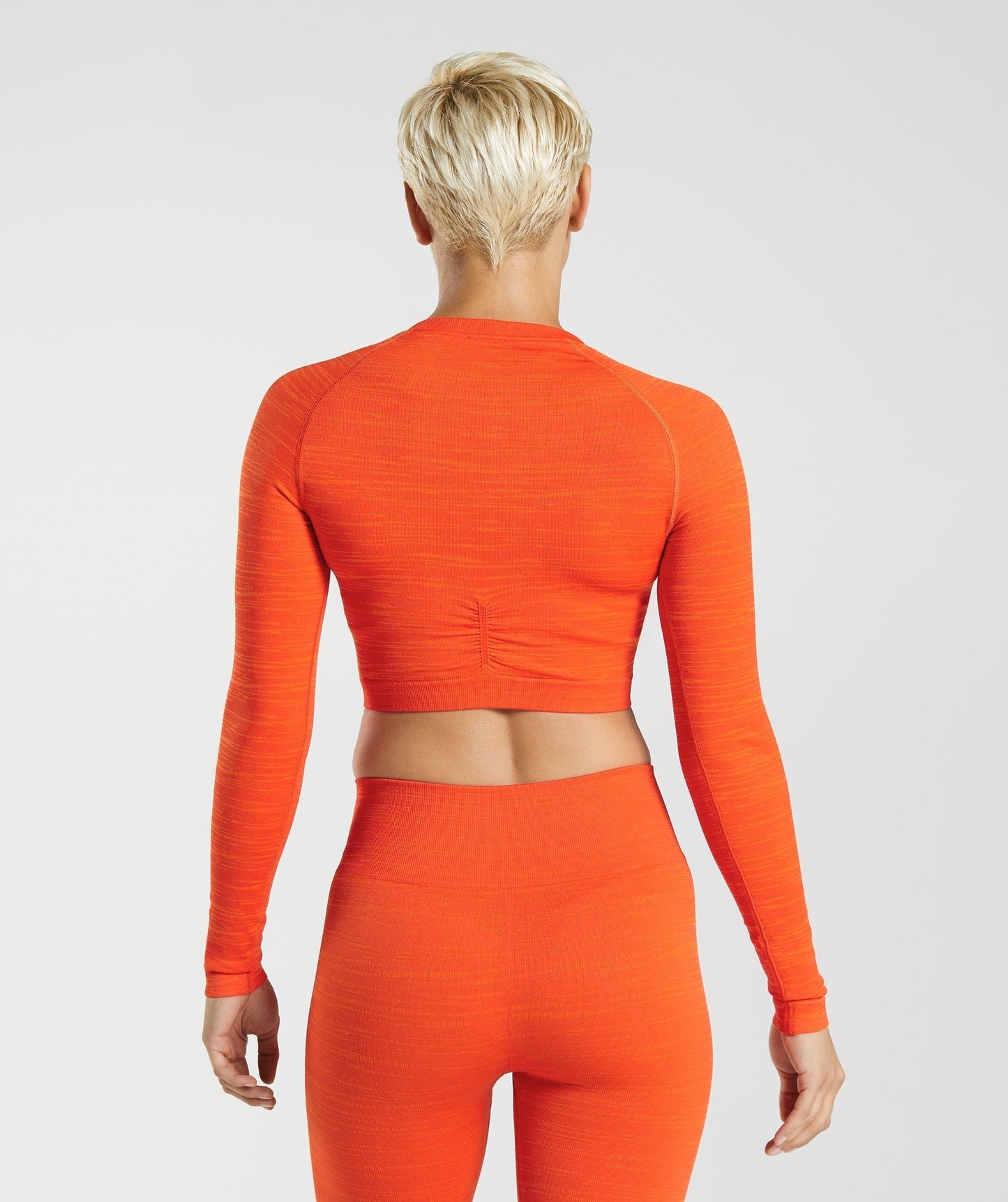 Gymshark Adapt Marl Seamless Long Sleeve Crop Top - Pepper Red/Zesty Orange