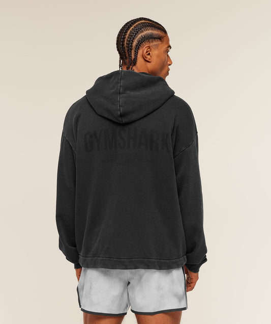 Gymshark Conditioning Club Washed Zip Through Hoodie - Black/Wash