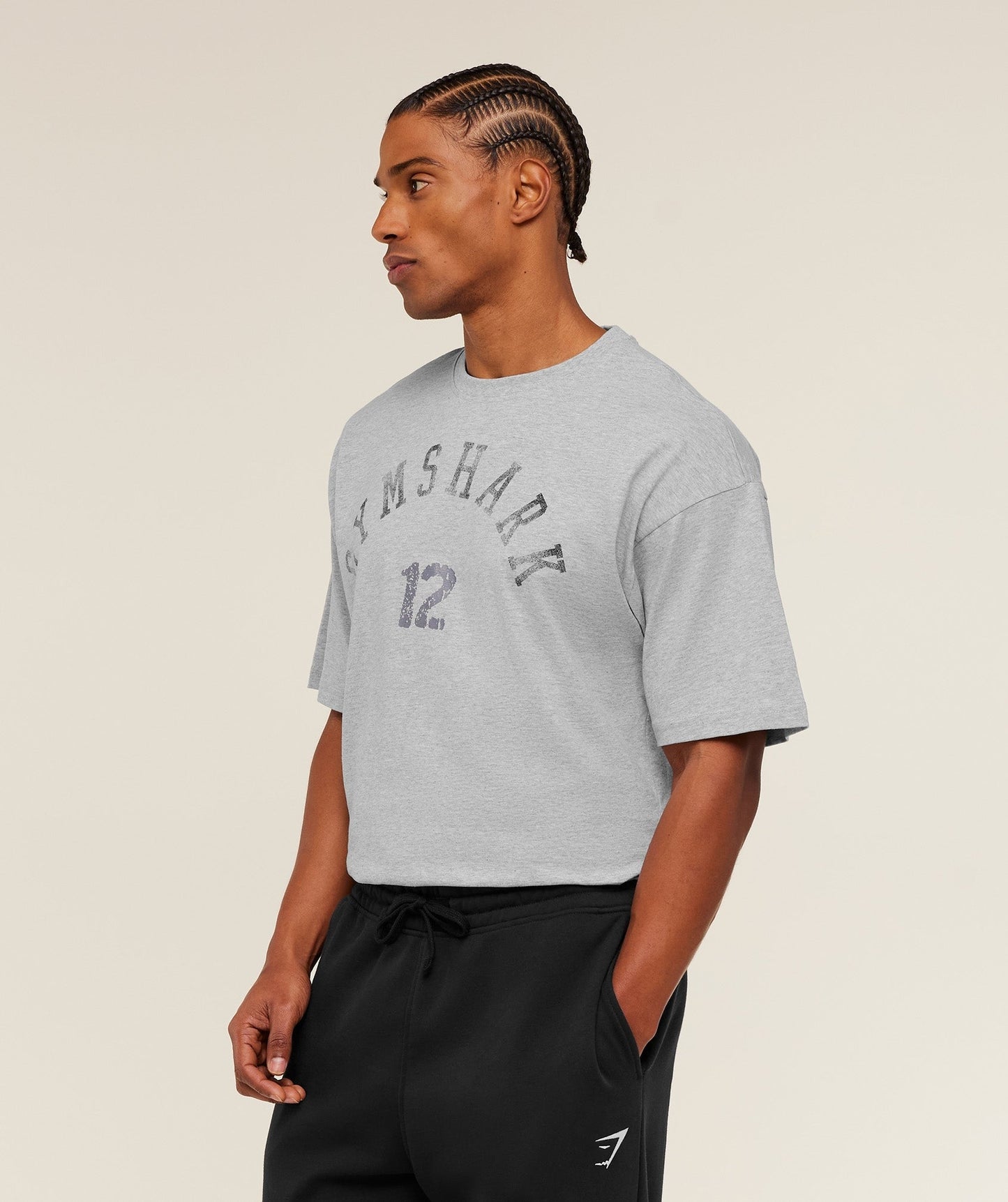 Gymshark 12 Graphic T-Shirt - Light Grey Core Marl