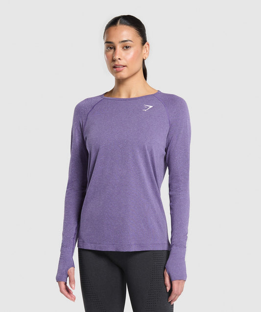 Gymshark Vital Seamless Light Long Sleeve Top - Functional Purple/Marl