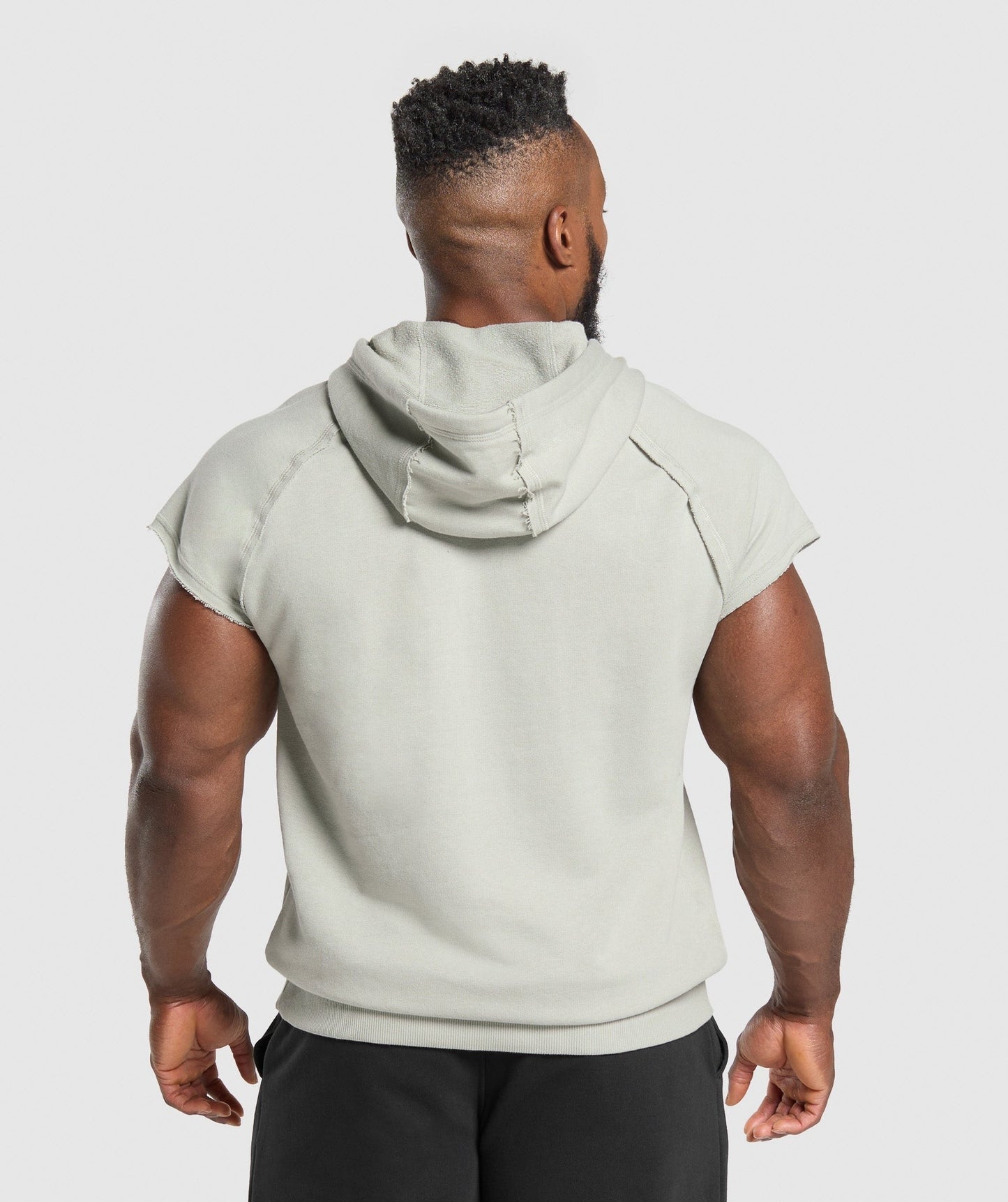 Gymshark Legacy 1/4 Zip Cap Sleeve Hoodie - Stone Grey
