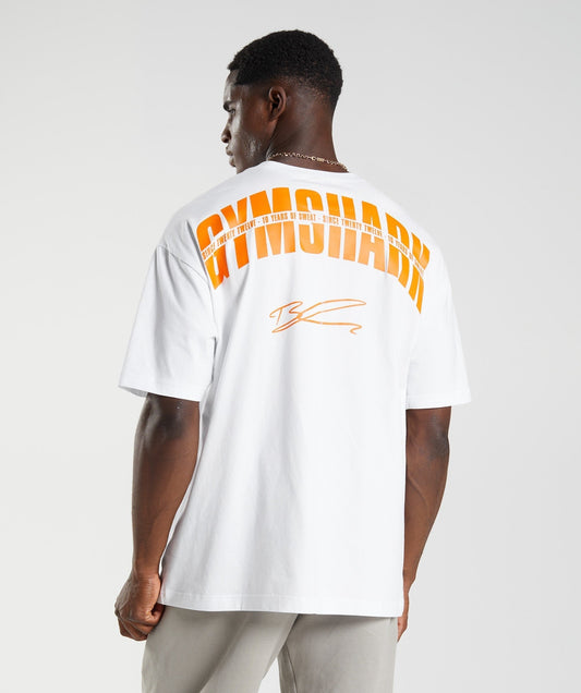 Gymshark GS10 Year Oversized T-Shirt - White
