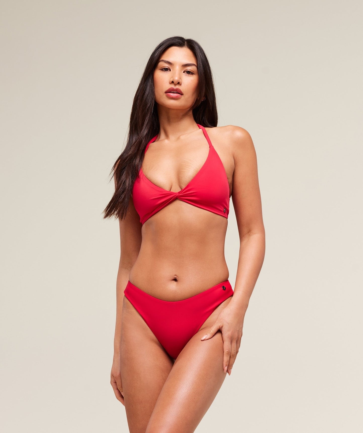Gymshark Dipped Front Bikini Bottom - Carmine Red