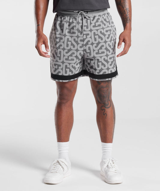 Gymshark Monogram Mesh Shorts - Smokey Grey