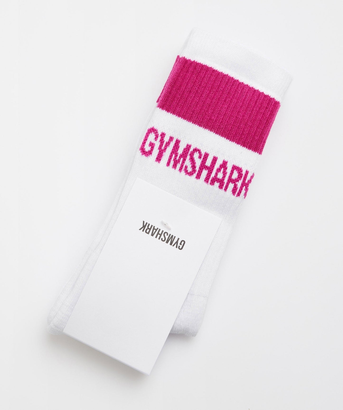 Gymshark Premium Jacquard Single Socks - White/Magenta Pink
