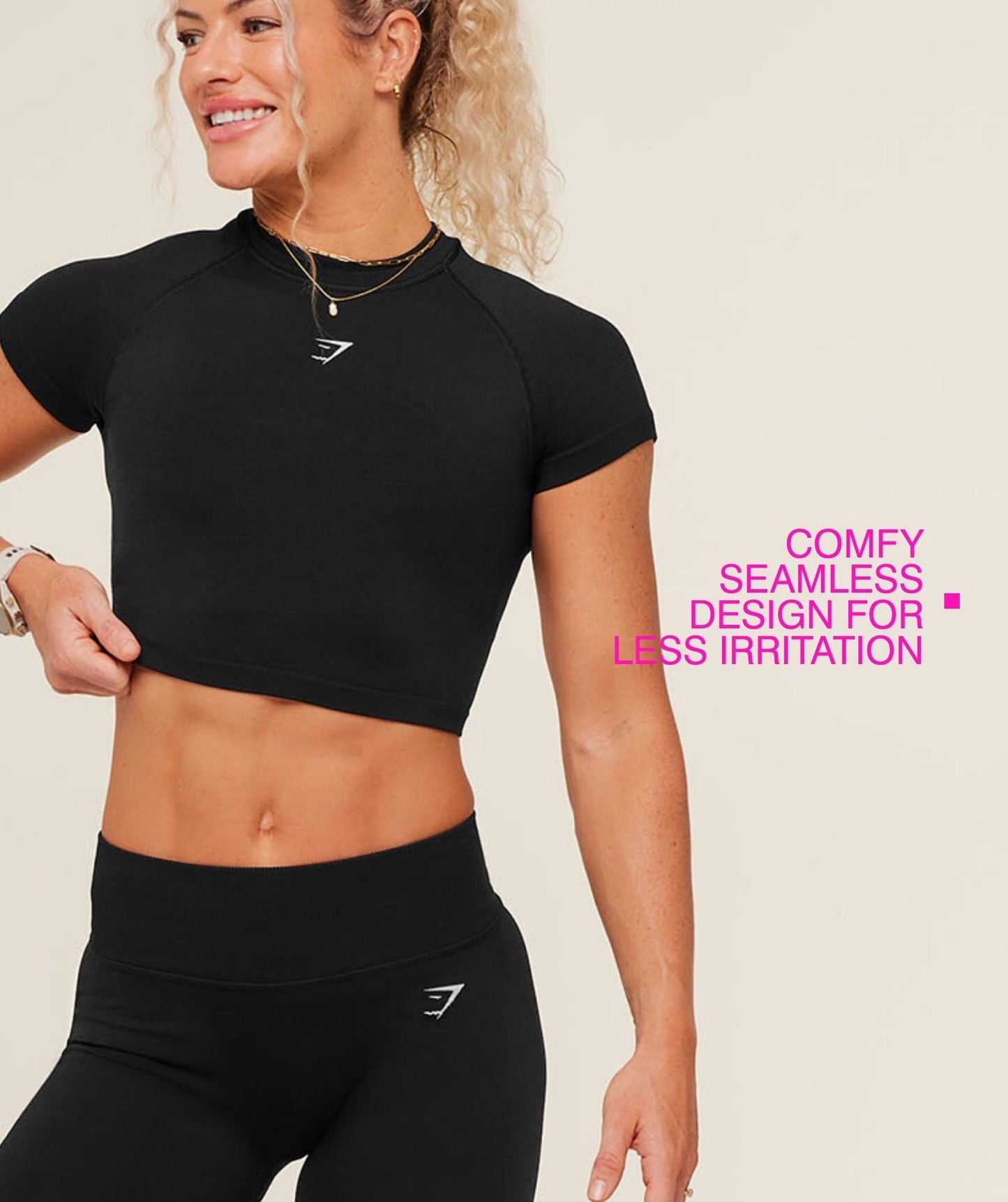 Gymshark Interval Seamless Short Sleeve Crop Top - Black