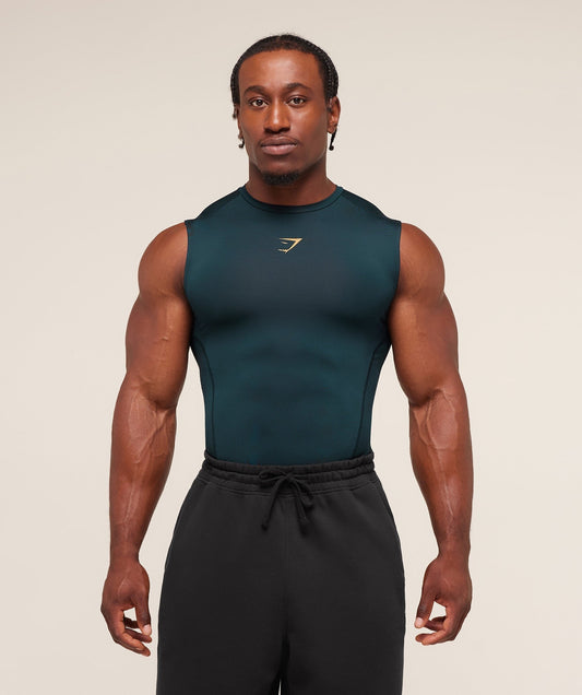 Gymshark Element Tank - Deep Petrol Blue/Sorbet Yellow