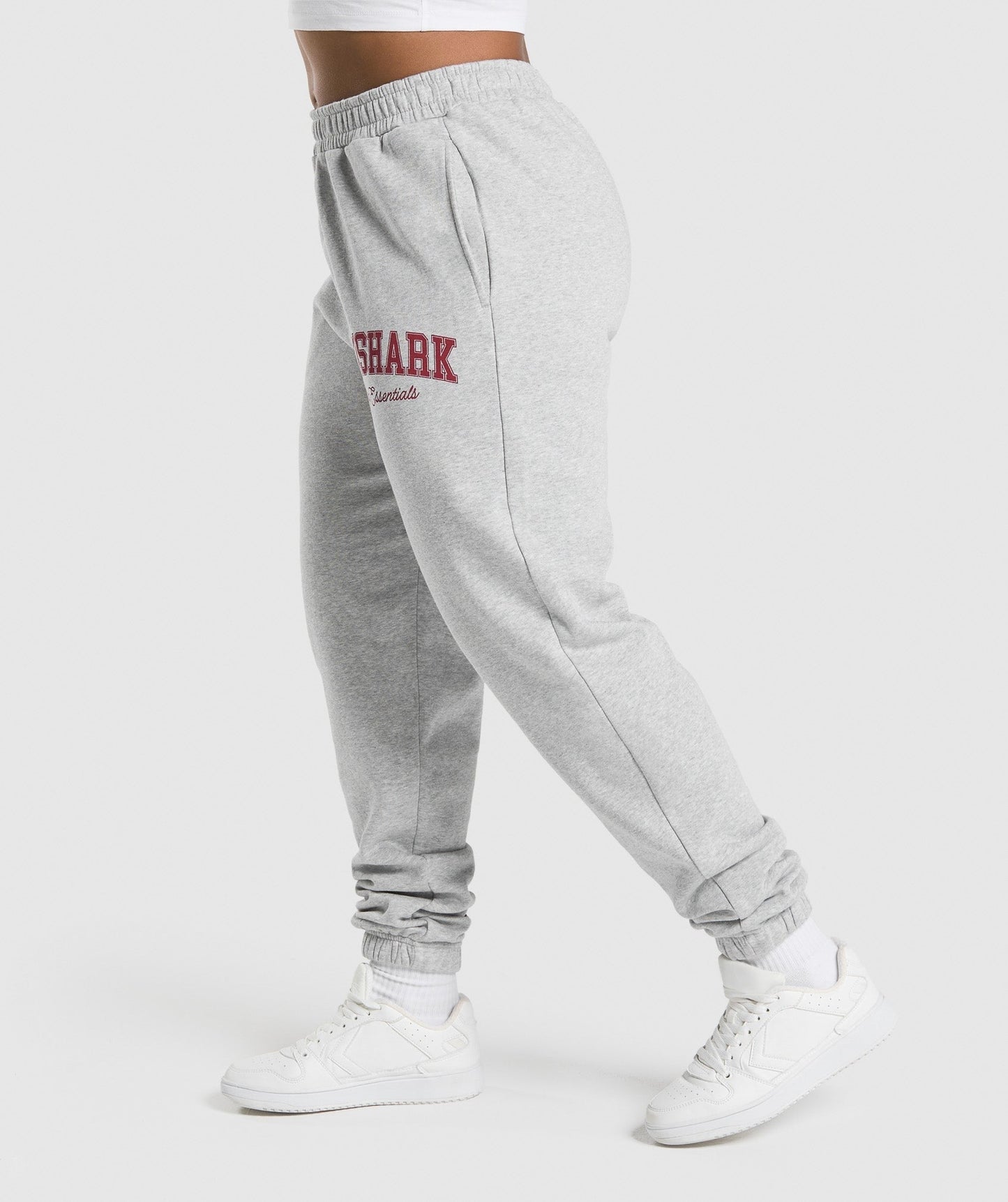 Gymshark Lifting Essentials Graphic Brushed Oversized Joggers - Light Grey Core Marl