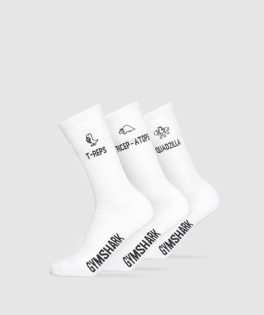 Gymshark Graphic T-Reps Crew 3pk - White