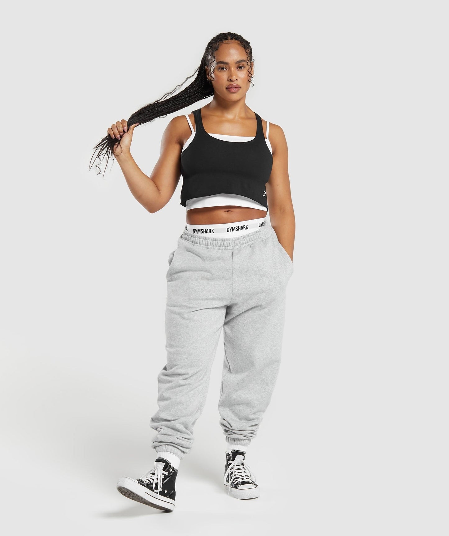 Gymshark Lifting 2 In 1 Crop Tank - White/Black