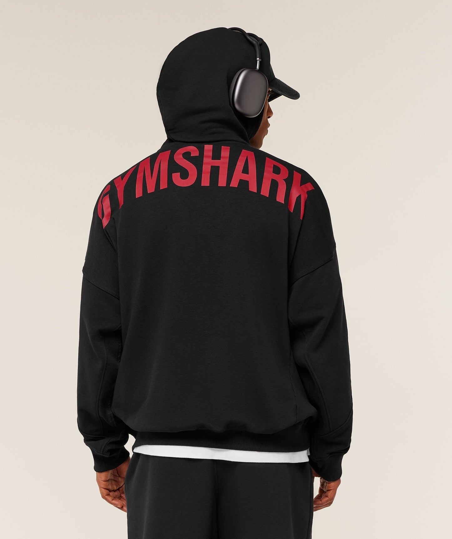 Gymshark Power Oversized Hoodie - Black/Conditioning Red
