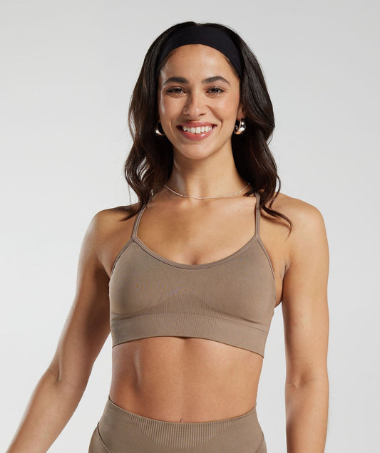 Gymshark Sweat Seamless Sports Bra - Fossil Brown
