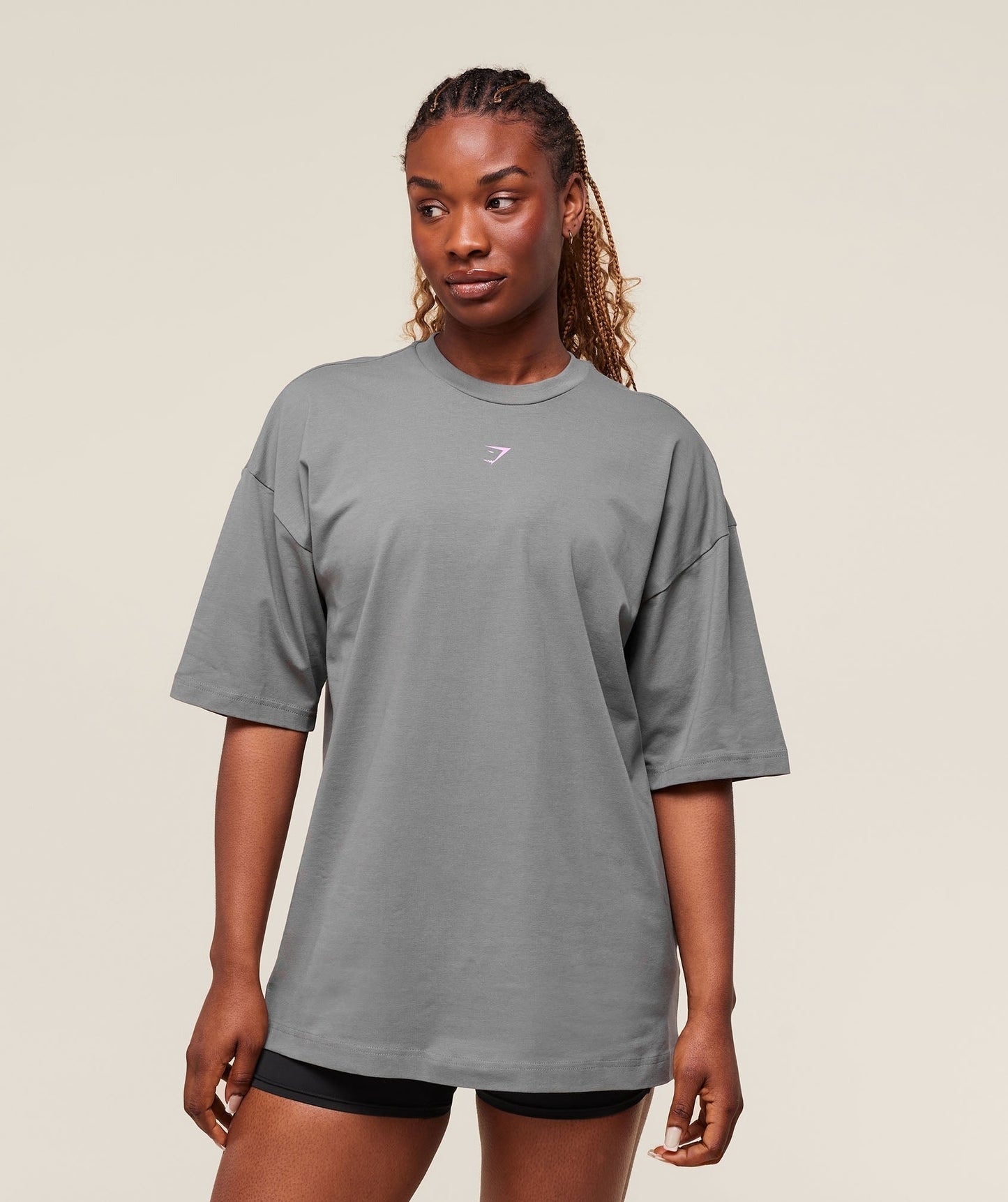 Gymshark Dump Truck Graphic Oversized T-Shirt - Ash Grey