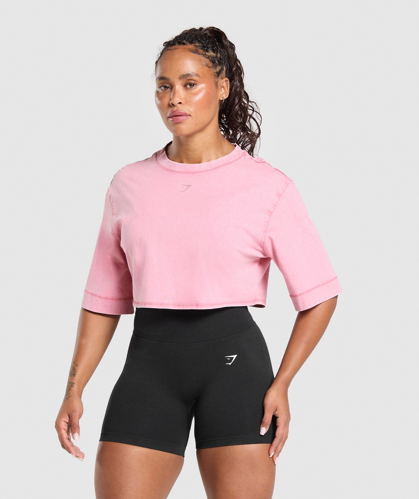 Gymshark GSLC Washed Graphic Crop Top - Sunset Pink