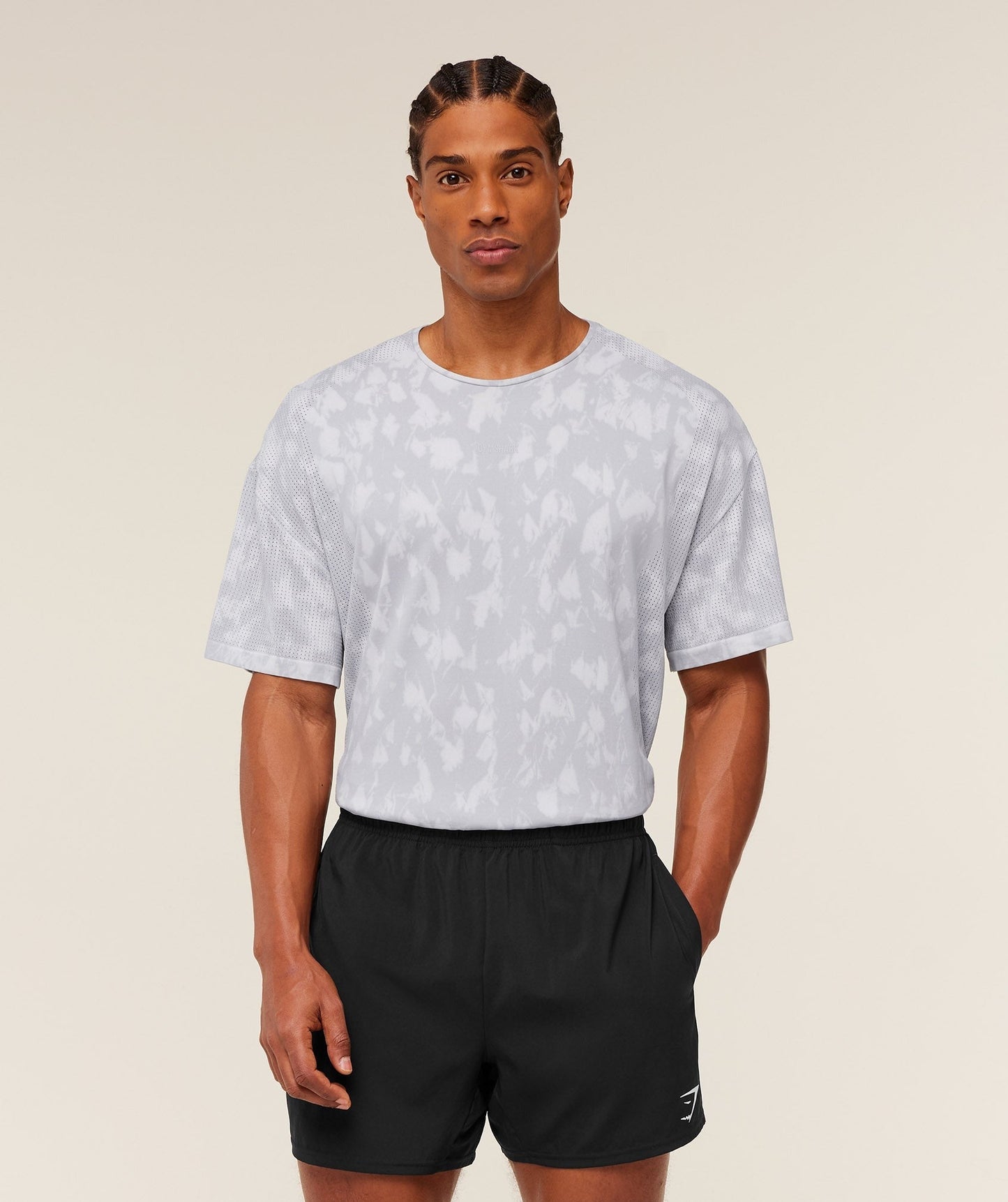 Gymshark Distance Seamless T-Shirt - Light Grey / Light Grey / ACID WASH