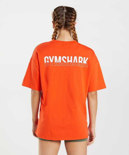Gymshark Fraction Oversized T-Shirt - Pepper Red