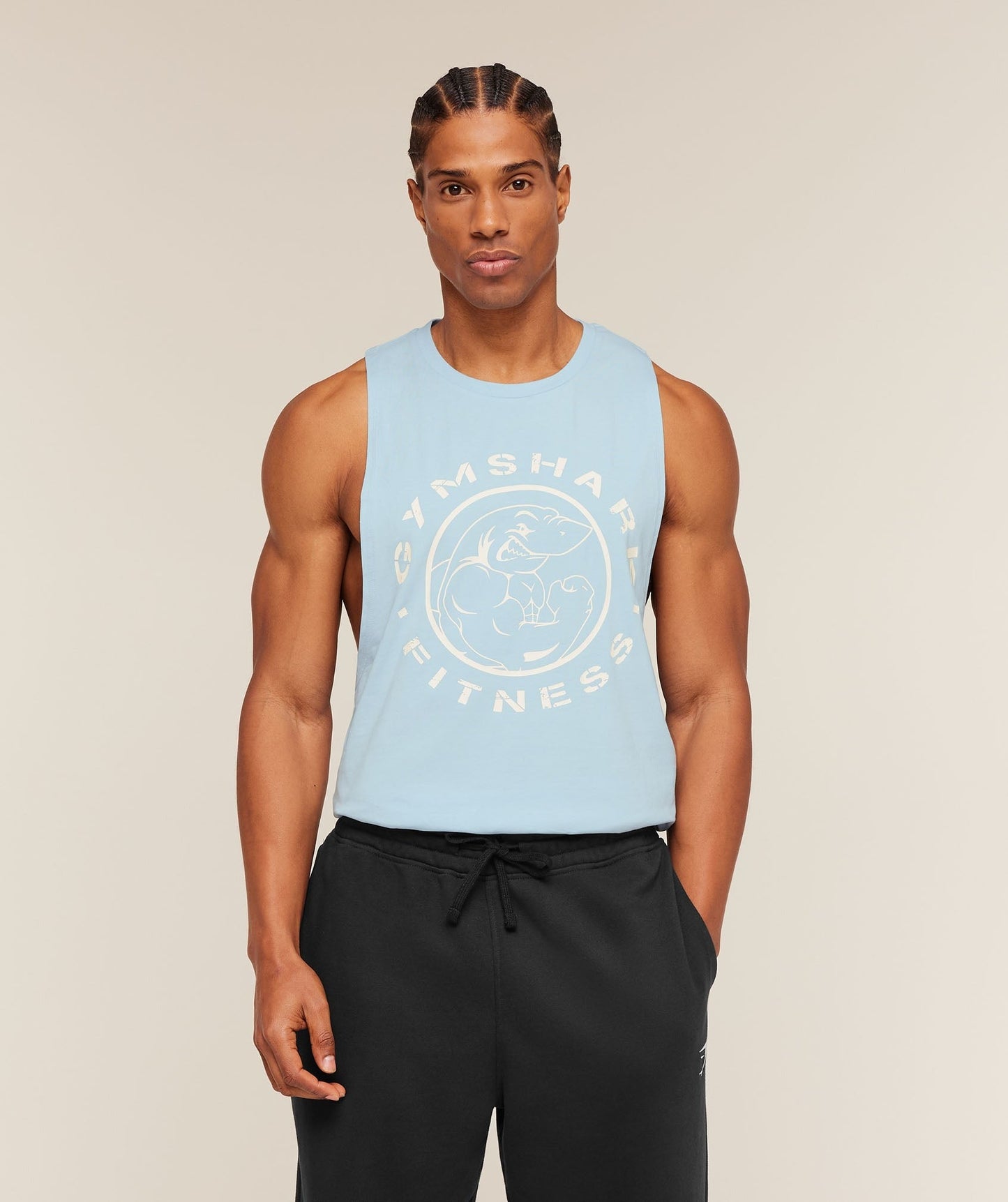 Gymshark Legacy Drop Arm Tank - Chilled Blue